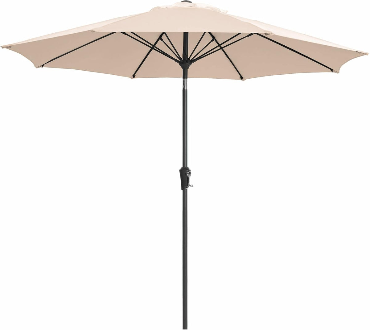 JEAREY 9FT Outdoor Patio Umbrella, Market Table Umbrella with 8 Fiberglass Ribs, Pool Umbrella with Tilt and Crank, UV Protection Lightweight & Wind-Resistant for Lawn, Garden, Deck and Backyard, Beige