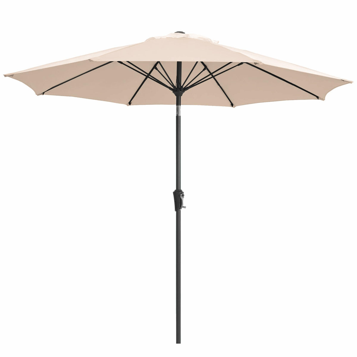 JEAREY 9FT Outdoor Patio Umbrella, Market Table Umbrella with 8 Fiberglass Ribs, Pool Umbrella with Tilt and Crank, UV Protection Lightweight & Wind-Resistant for Lawn, Garden, Deck and Backyard, Beige