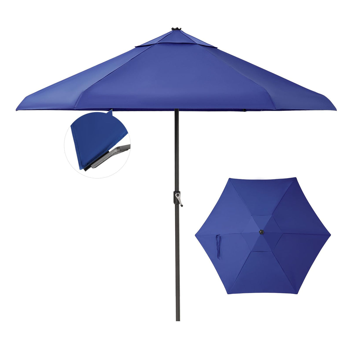 CROWN SHADES 9 Ft Patio Umbrella Olefin with Patented Slot-Lock