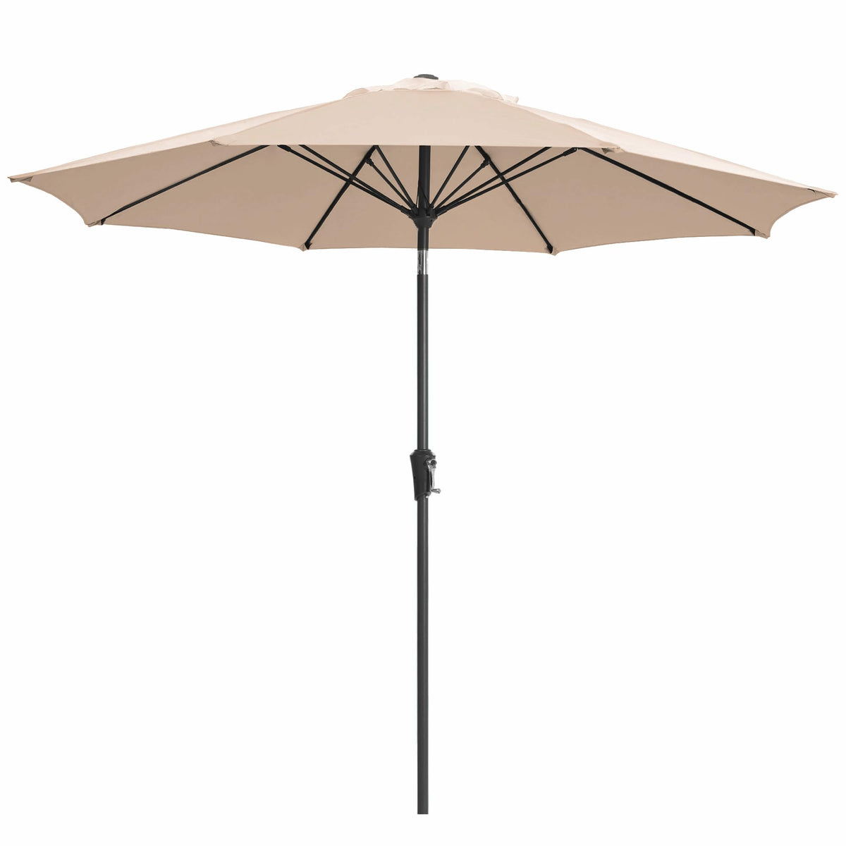 JEAREY 9FT Outdoor Patio Umbrella, Market Table Umbrella with 8 Fiberglass Ribs, Pool Umbrella with Tilt and Crank, UV Protection Lightweight & Wind-Resistant for Lawn, Garden, Deck and Backyard, Beige