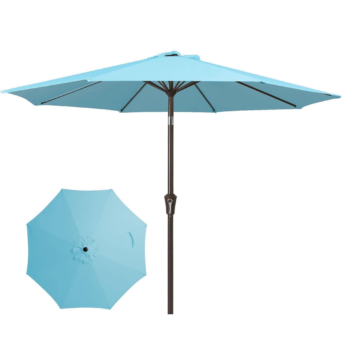 JEAREY 9FT Outdoor Patio Umbrella, Market Umbrella, Dark Blue
