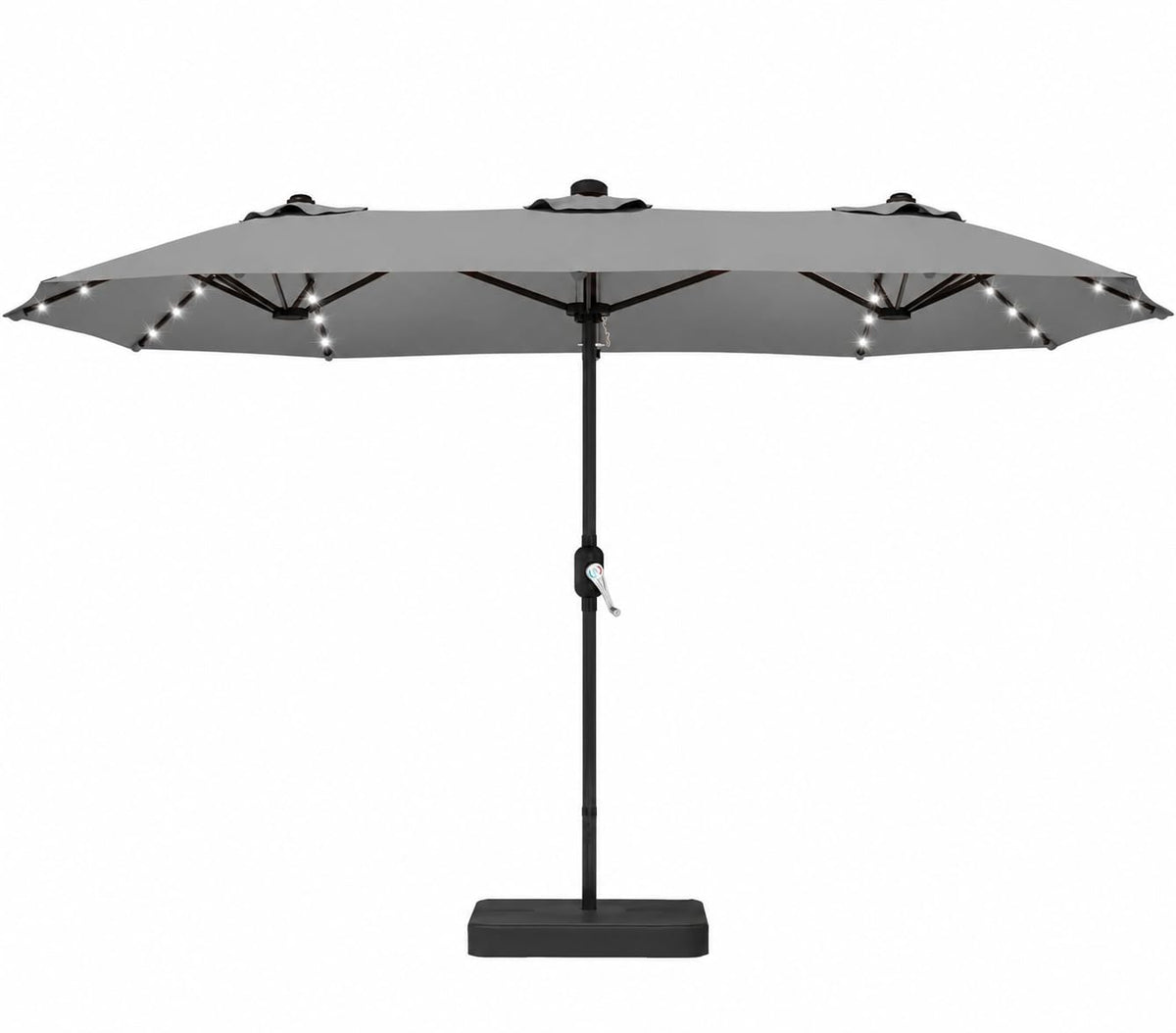 15ft Large Double-Sided Rectangle Patio Umbrella with Base Included,Gray
