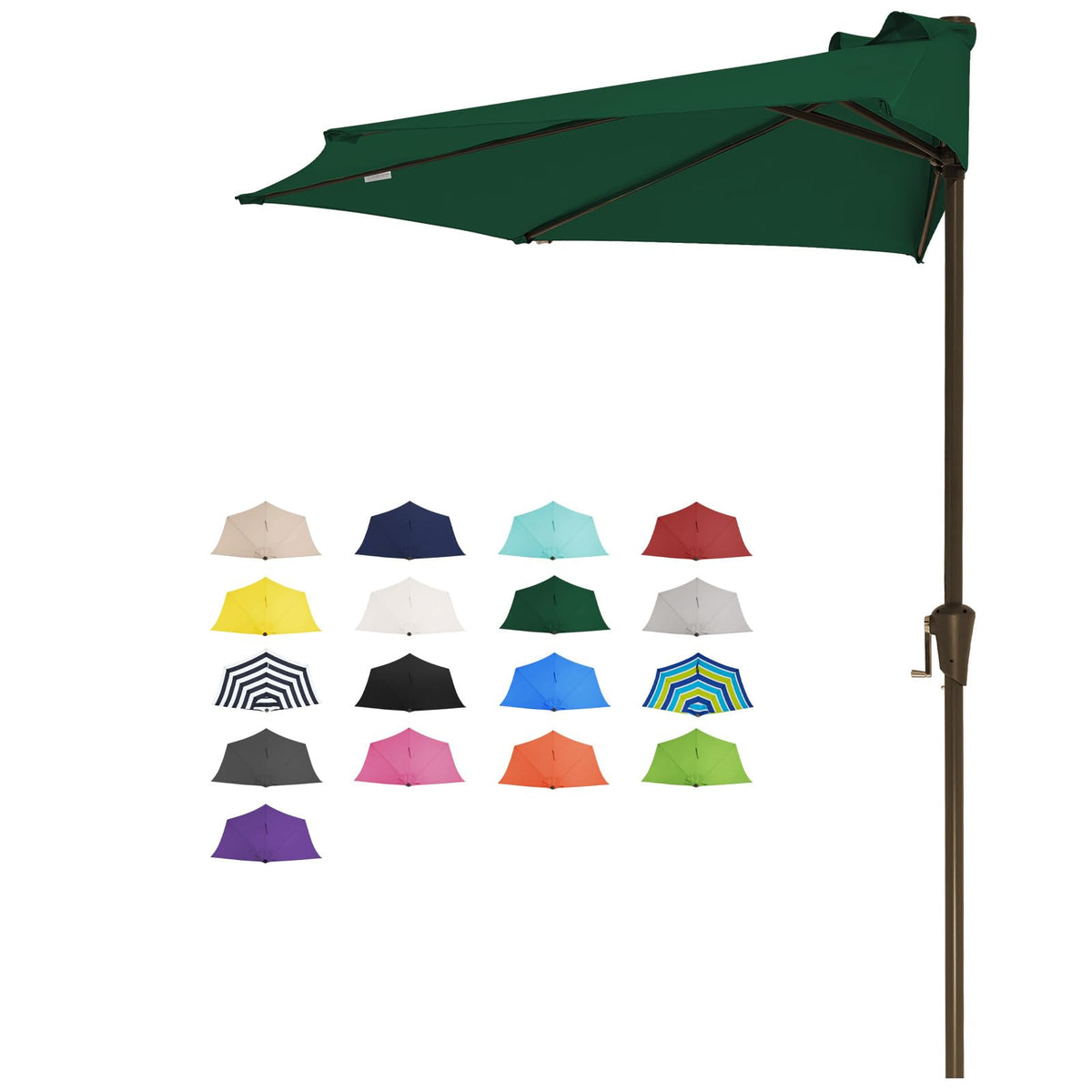JEAREY 9 ft Half Outdoor Patio Umbrella w/Crank, Navy
