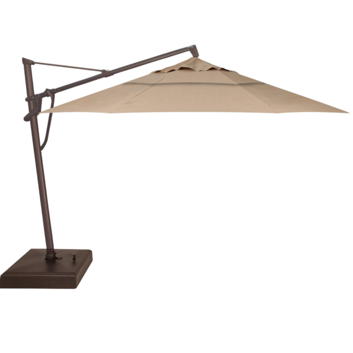 Treasure Garden AKZ PLUS Cantilever Umbrella 10'x13' Rectangular Sunbrella Natural Canopy and Black Frame with Rolling Base