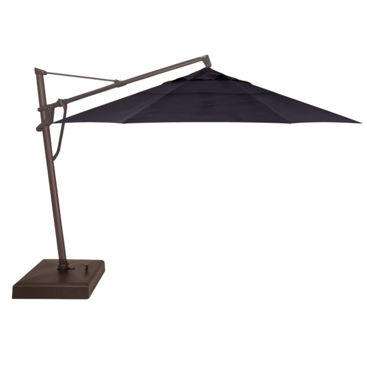 Treasure Garden AKZ PLUS Cantilever Umbrella 10'x13' Rectangular Sunbrella Natural Canopy and Black Frame with Rolling Base