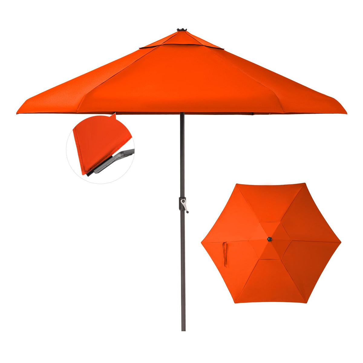 CROWN SHADES 9 Ft Patio Umbrella Olefin with Patented Slot-Lock