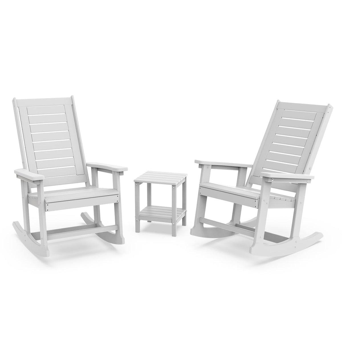 GREENVINES Oversized Outdoor Rocking Chairs Set of 2, HDPE Rocker, Black