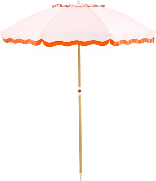 6FT Patio Beach Umbrella, UPF 50+ Sun Shade, Adjustable Tilt