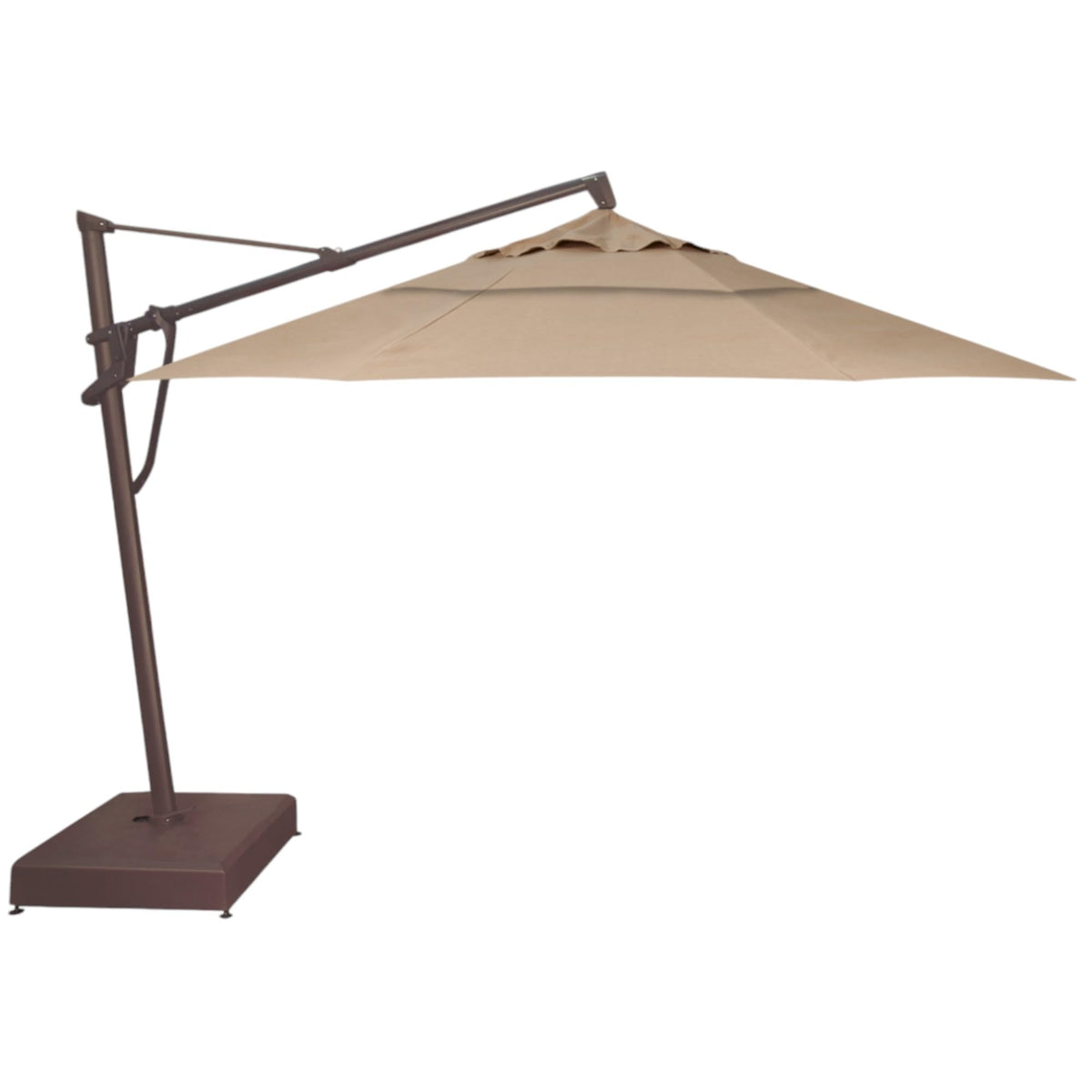 Treasure Garden AKZ PLUS Cantilever Umbrella 10'x13' Rectangular Sunbrella Natural Canopy and Black Frame with Rolling Base