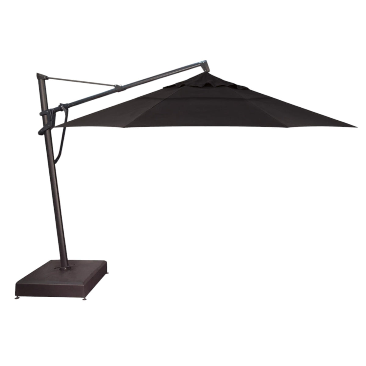 Treasure Garden AKZ PLUS Cantilever Umbrella 10'x13' Rectangular Sunbrella Natural Canopy and Black Frame with Rolling Base