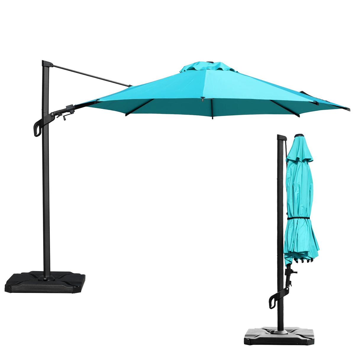 Abba Patio 10FT Vienna Offset Patio Umbrella Outdoor Cantilever Umbrella with 360° Rotation Design and Easy Tilt Adjustment UV 50+ Protection 8 Ribs for Backyard Garden Deck Pool Patio, Dark Green