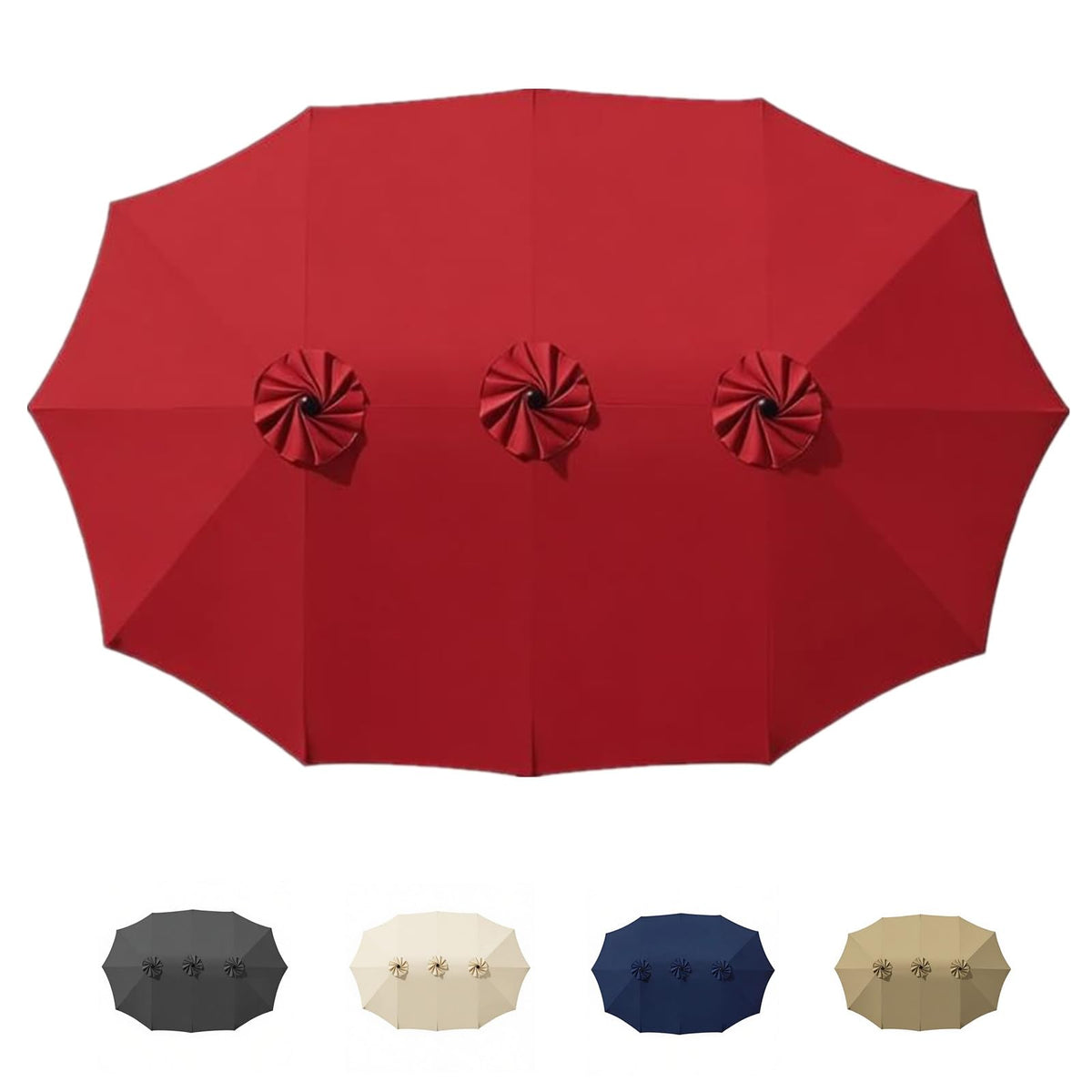 15ft Patio Umbrella Replacement Canopy for 12 Ribs, Large Outdoor Umbrella Top Cover Only,Double-Sided Fabric for Market Umbrellas, Sombrillas de Patio Repuesto (Frame NOT Included),khaki