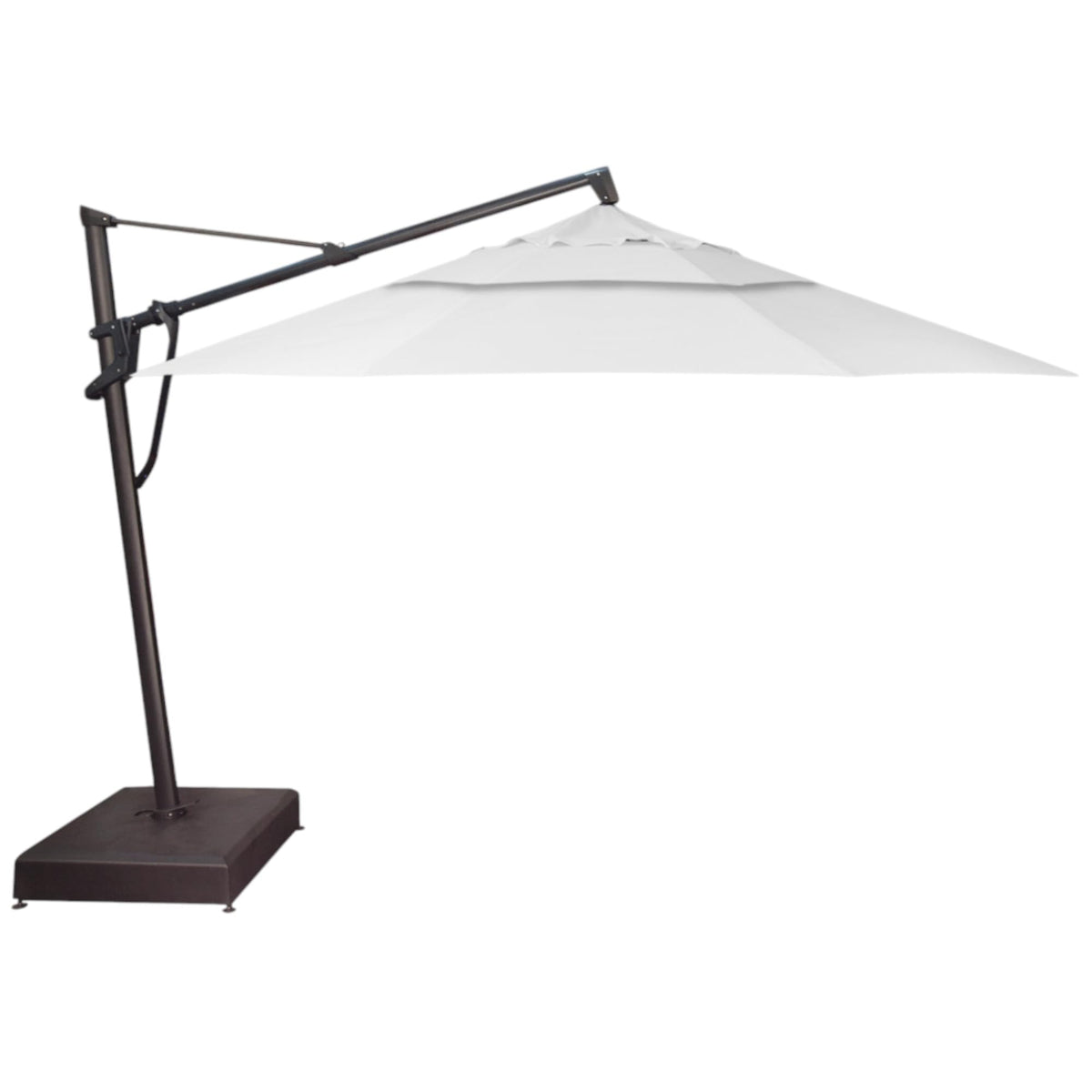 Treasure Garden AKZ PLUS Cantilever Umbrella 10'x13' Rectangular Sunbrella Natural Canopy and Black Frame with Rolling Base