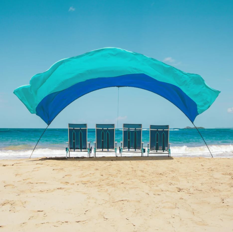 Shibumi Shade Mini Quiet Canopy Version | Beach Canopy Wind-Powered Portable Sun Shade | Provides 75 Sq. Ft. of Shade for up to 4 People | Sets up in 2 Min | Beach Tent | Wind Assist Included