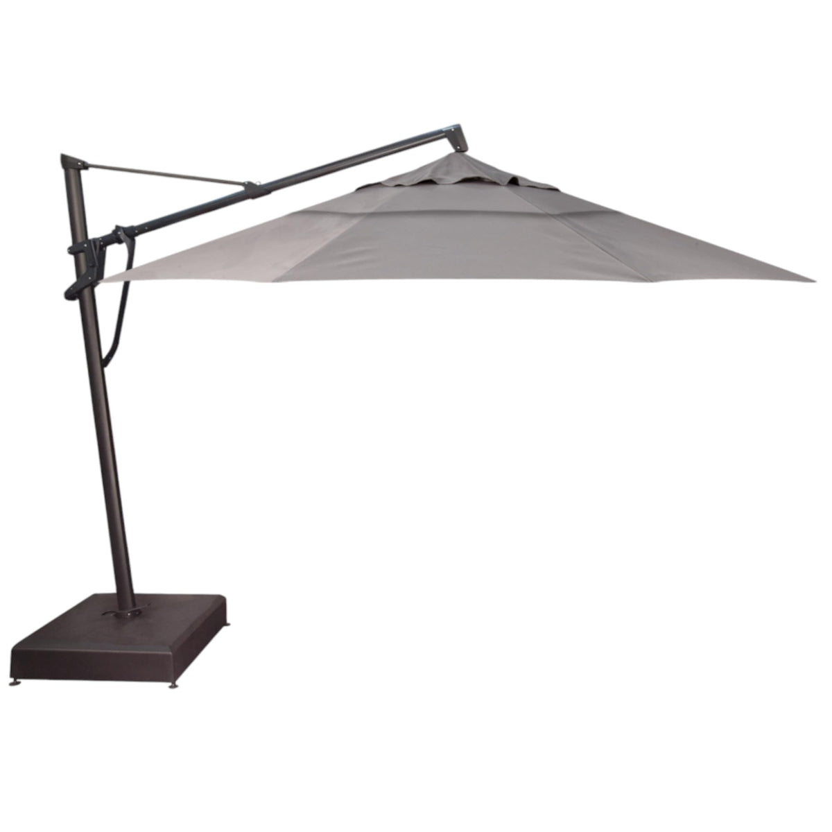 Treasure Garden AKZ PLUS Cantilever Umbrella 10'x13' Rectangular Sunbrella Natural Canopy and Black Frame with Rolling Base