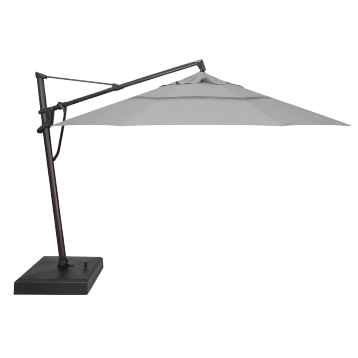 Treasure Garden AKZ PLUS Cantilever Umbrella 10'x13' Rectangular Sunbrella Natural Canopy and Black Frame with Rolling Base