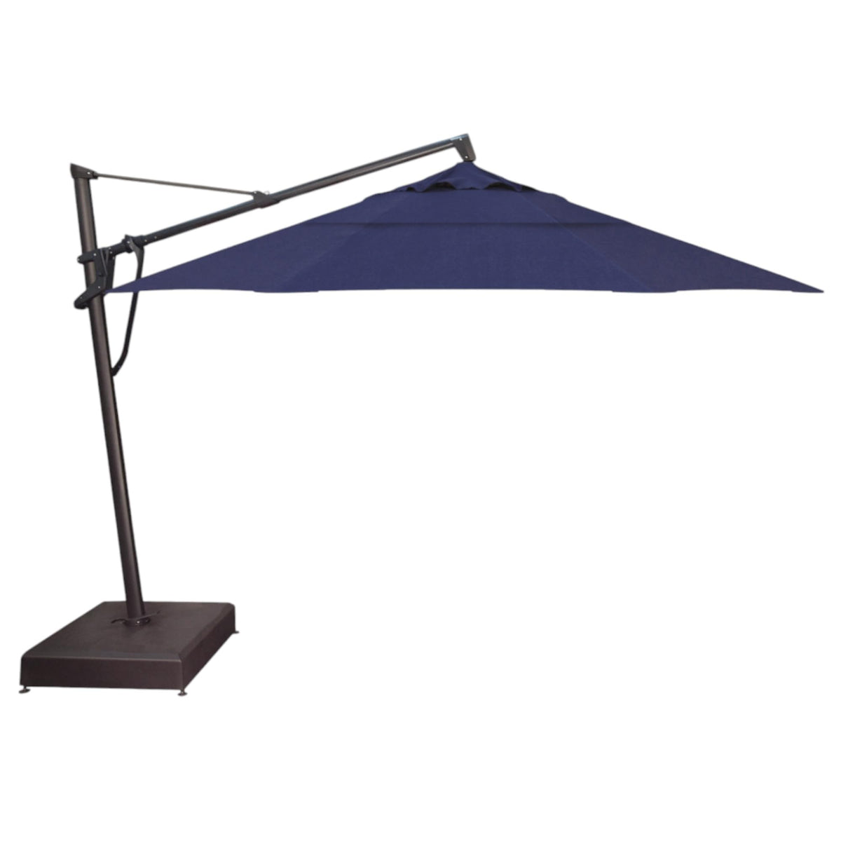 Treasure Garden AKZ PLUS Cantilever Umbrella 10'x13' Rectangular Sunbrella Natural Canopy and Black Frame with Rolling Base