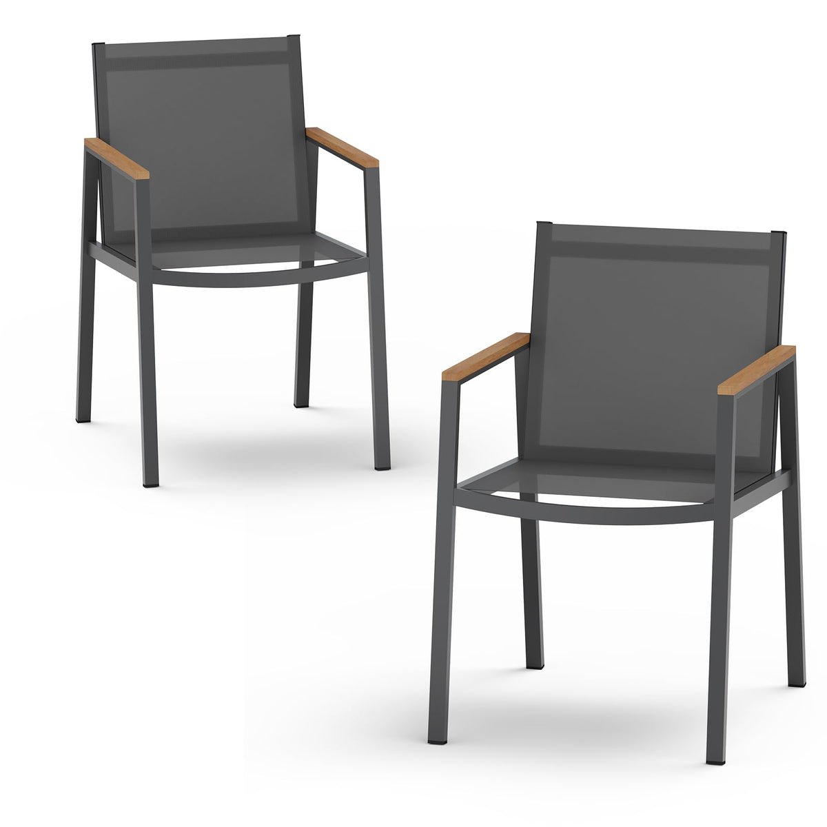 Outdoor Dining Set, 7 Piece Aluminum Patio Table and Chairs Set, All Weather Patio Dining Furniture Set with Umbrella Hole for Backyard, Deck, Poolside (Gray-Teak)