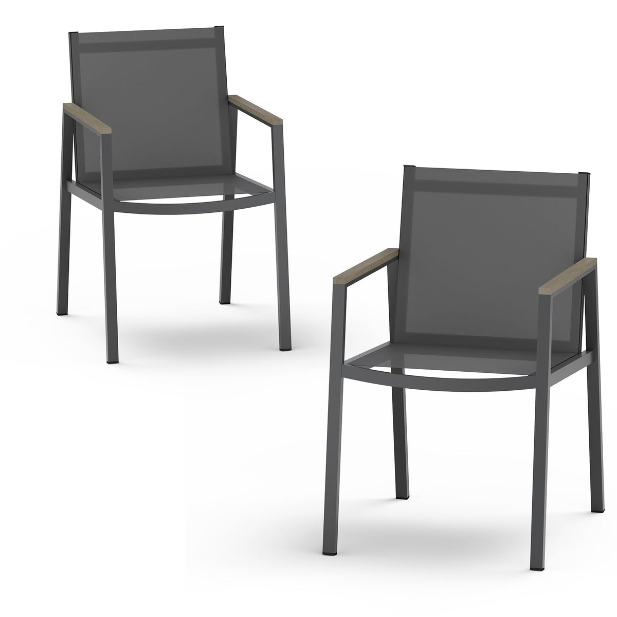 Outdoor Dining Set, 7 Piece Aluminum Patio Table and Chairs Set, All Weather Patio Dining Furniture Set with Umbrella Hole for Backyard, Deck, Poolside (Gray-Teak)