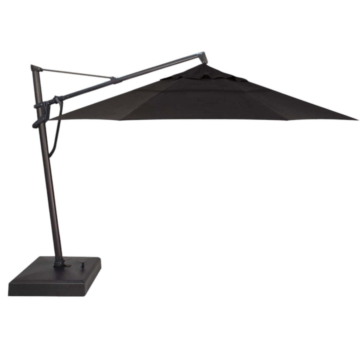 Treasure Garden AKZ PLUS Cantilever Umbrella 10'x13' Rectangular Sunbrella Natural Canopy and Black Frame with Rolling Base