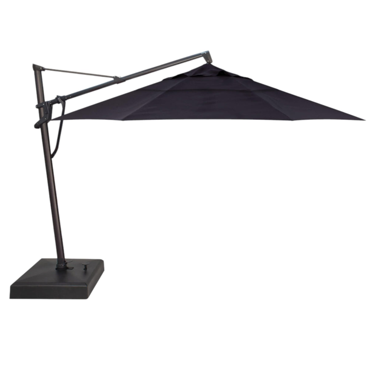 Treasure Garden AKZ PLUS Cantilever Umbrella 10'x13' Rectangular Sunbrella Natural Canopy and Black Frame with Rolling Base
