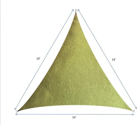 Triangle Sun Shade Sail Canopy，14' X 14' X 14' Lime Green