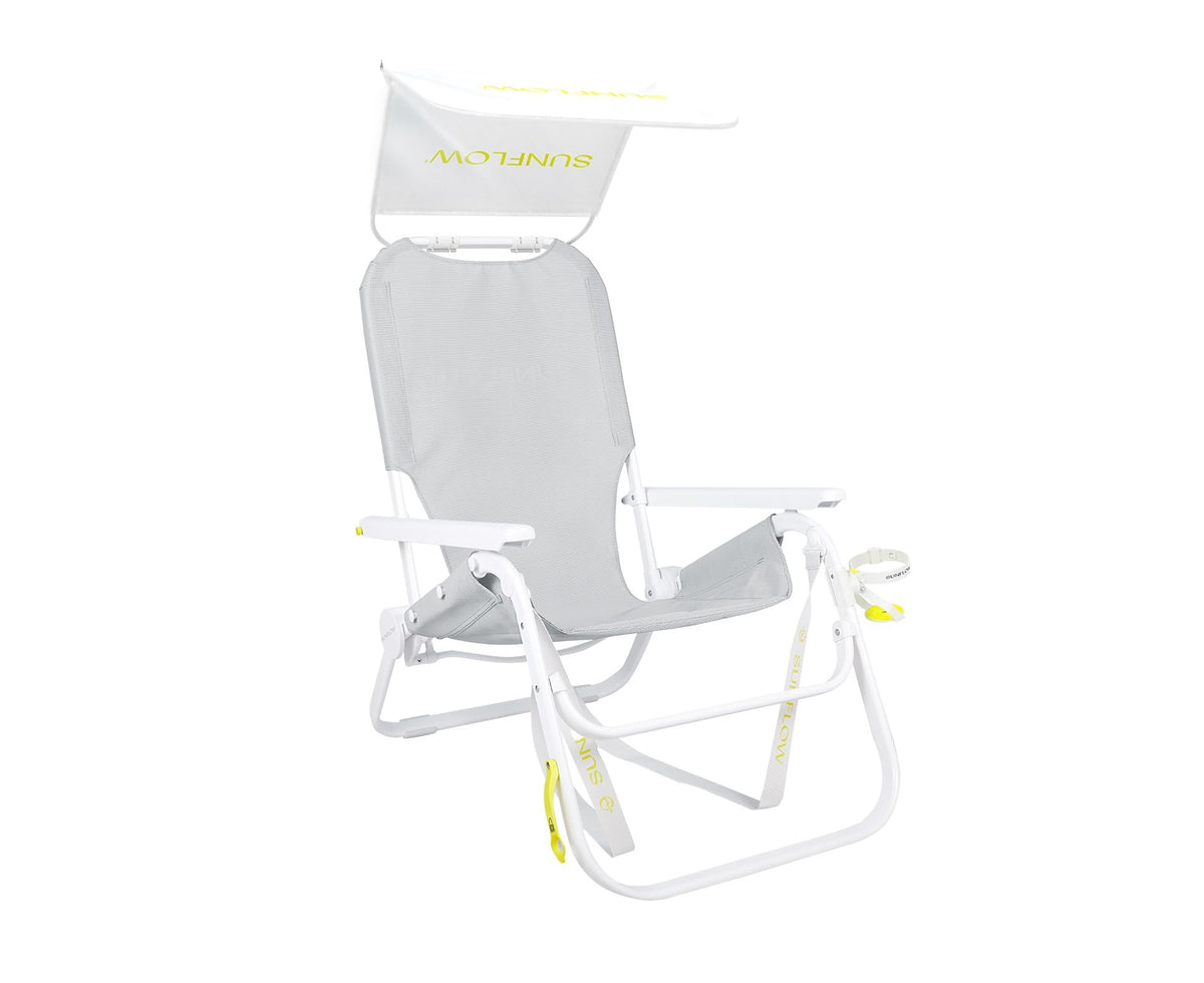 SUNFLOW Shore Thing Reclining Beach Chair with Sun Shade, Deep Blue Stripe