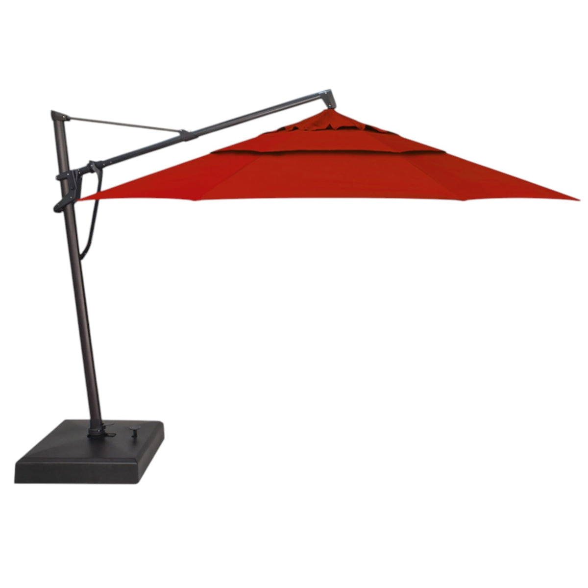 Treasure Garden AKZ PLUS Cantilever Umbrella 10'x13' Rectangular Sunbrella Natural Canopy and Black Frame with Rolling Base