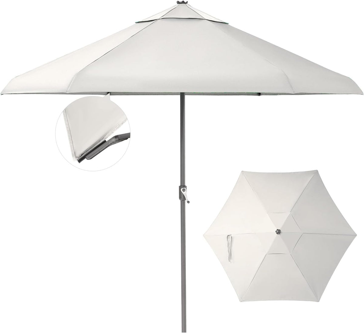 CROWN SHADES 9 Ft Patio Umbrella Olefin with Patented Slot-Lock