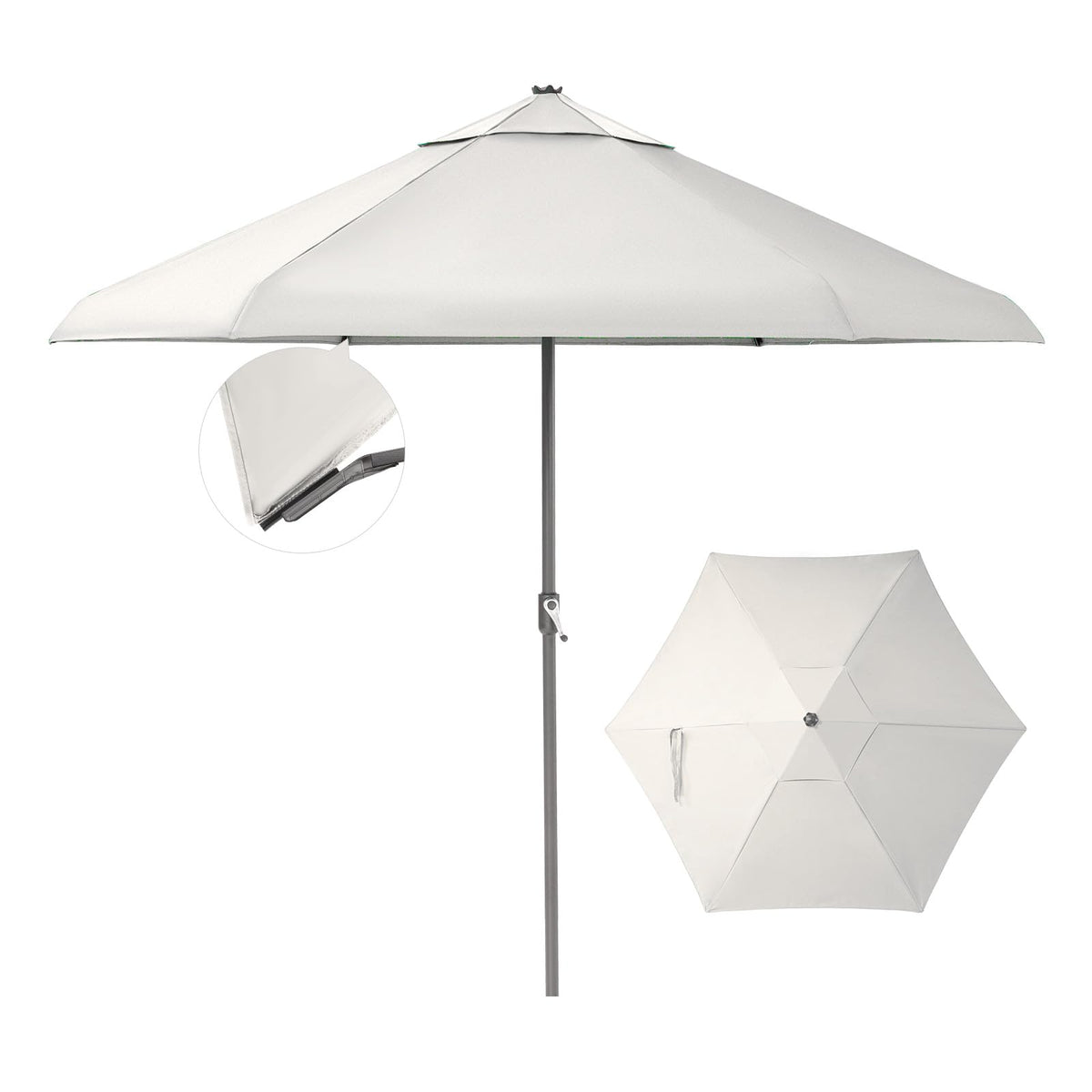 CROWN SHADES 9 Ft Patio Umbrella Olefin with Patented Slot-Lock