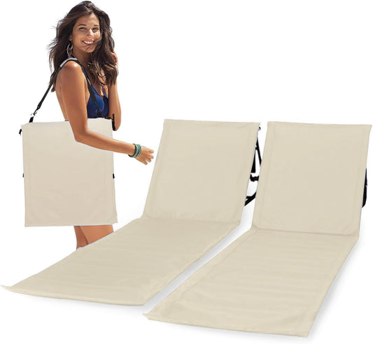 Lightweight Beach Chairs for Adults #2026 - Beach Mat Sand Free Waterproof I Ideal as Lounger for Tanning I Relaxing, Compact & Ultimate Beach Gear (Beige)