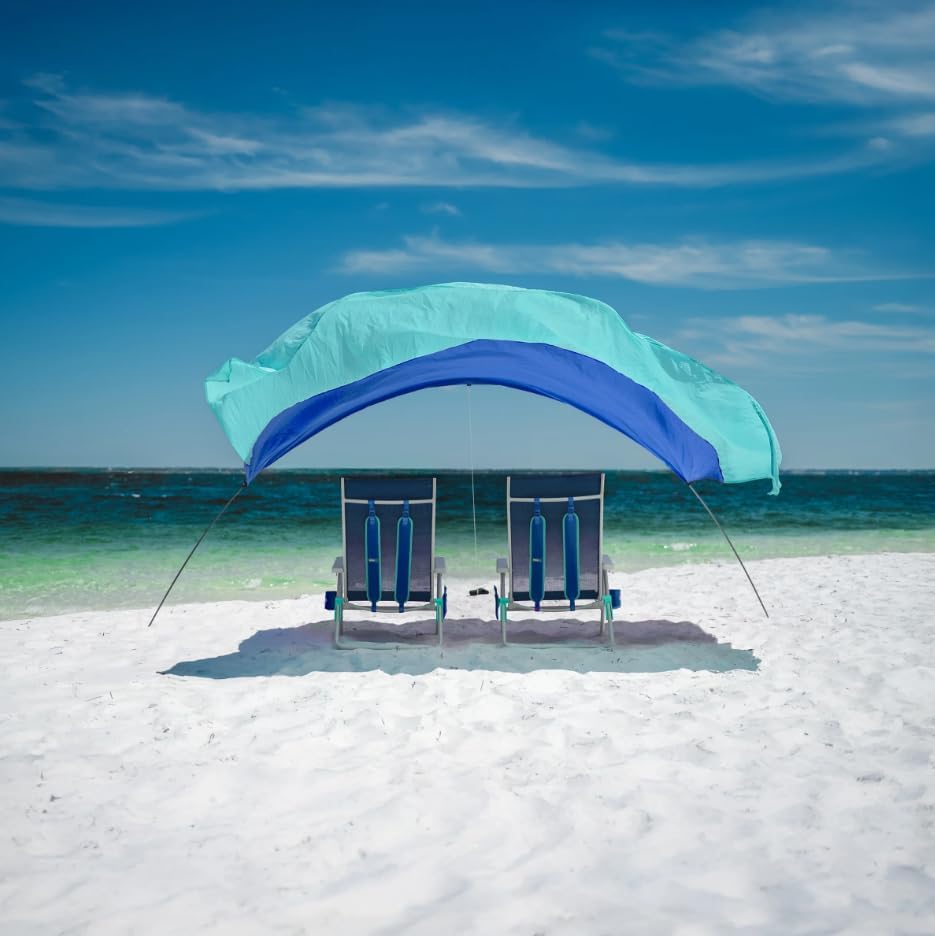 Shibumi Shade Mini Quiet Canopy Version | Beach Canopy Wind-Powered Portable Sun Shade | Provides 75 Sq. Ft. of Shade for up to 4 People | Sets up in 2 Min | Beach Tent | Wind Assist Included