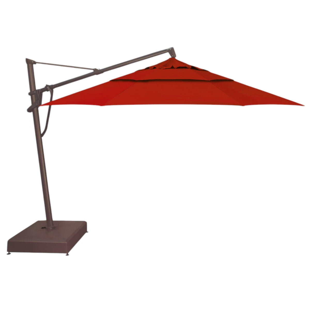 Treasure Garden AKZ PLUS Cantilever Umbrella 10'x13' Rectangular Sunbrella Natural Canopy and Black Frame with Rolling Base
