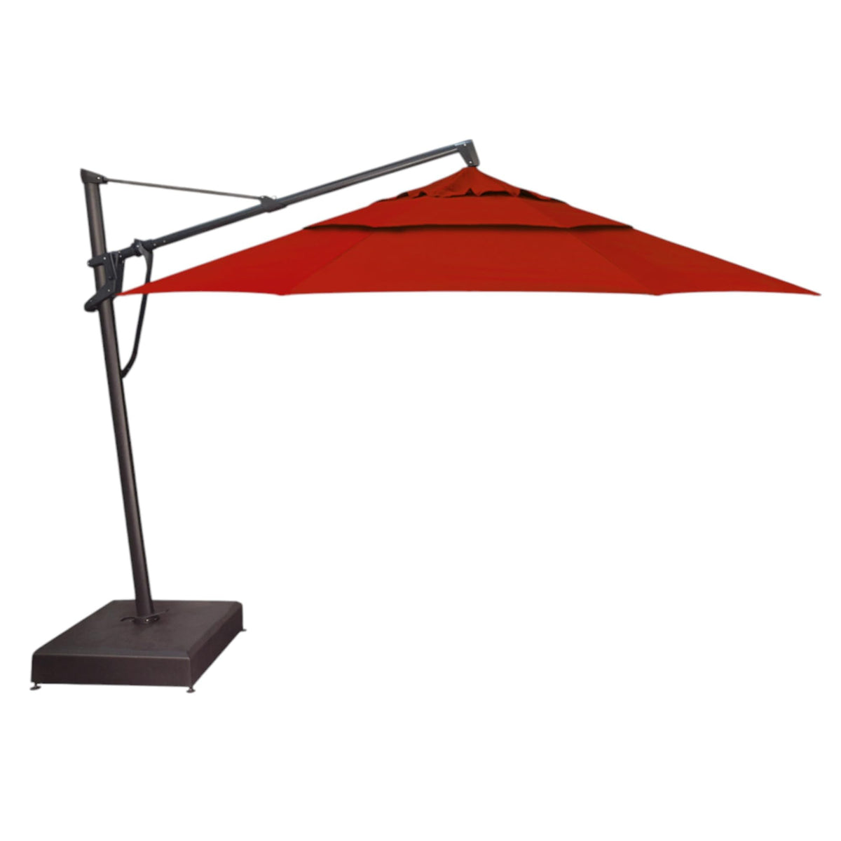 Treasure Garden AKZ PLUS Cantilever Umbrella 10'x13' Rectangular Sunbrella Natural Canopy and Black Frame with Rolling Base