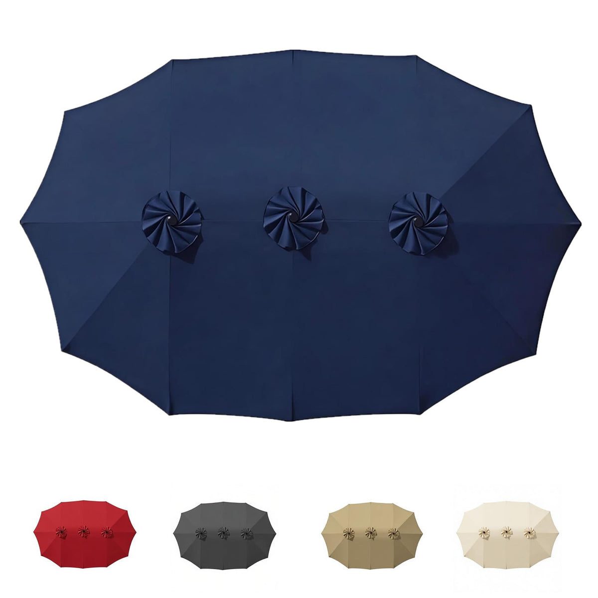 15ft Patio Umbrella Replacement Canopy for 12 Ribs, Large Outdoor Umbrella Top Cover Only,Double-Sided Fabric for Market Umbrellas, Sombrillas de Patio Repuesto (Frame NOT Included),khaki