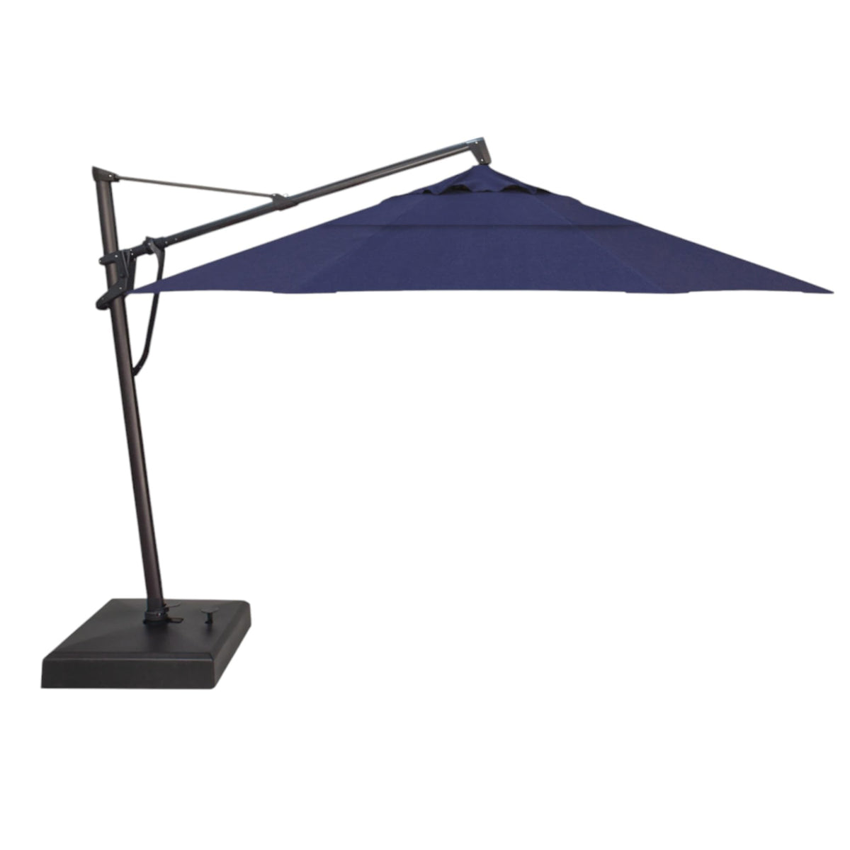 Treasure Garden AKZ PLUS Cantilever Umbrella 10'x13' Rectangular Sunbrella Natural Canopy and Black Frame with Rolling Base