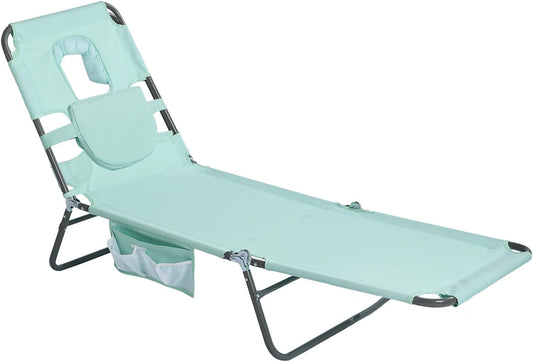SUNNYFEEL Lay Flat Tanning Chair, Face Down Lounger, 5-Position Reclining