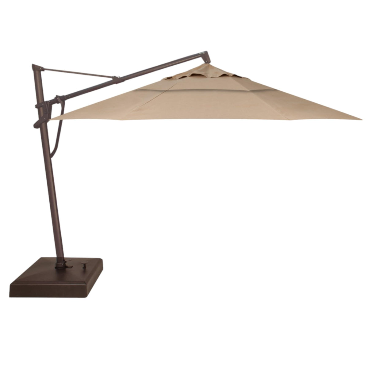 Treasure Garden AKZ PLUS Cantilever Umbrella 10'x13' Rectangular Sunbrella Natural Canopy and Black Frame with Rolling Base