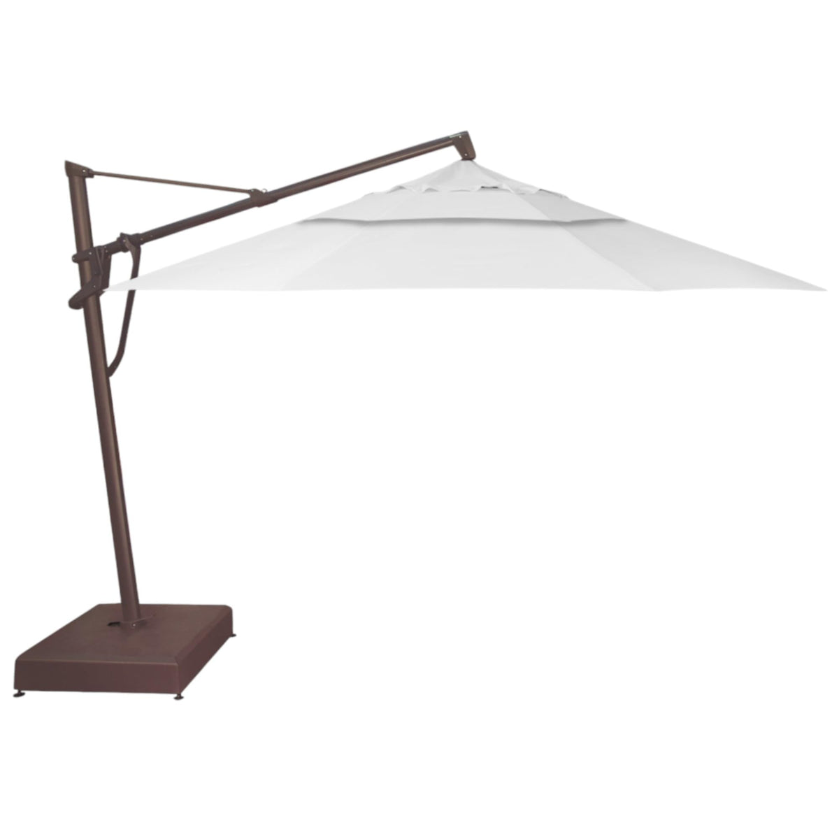 Treasure Garden AKZ PLUS Cantilever Umbrella 10'x13' Rectangular Sunbrella Natural Canopy and Black Frame with Rolling Base