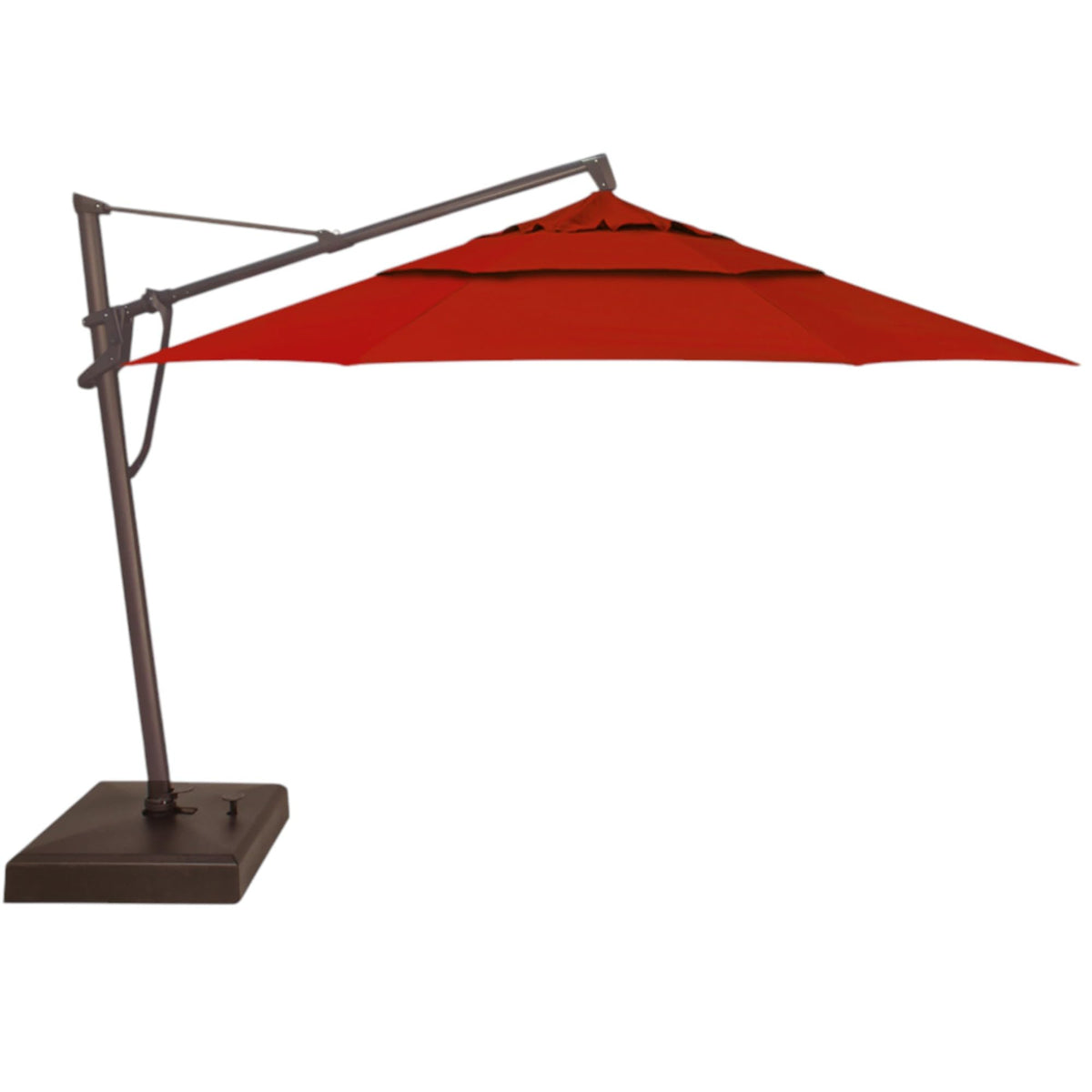 Treasure Garden AKZ PLUS Cantilever Umbrella 10'x13' Rectangular Sunbrella Natural Canopy and Black Frame with Rolling Base
