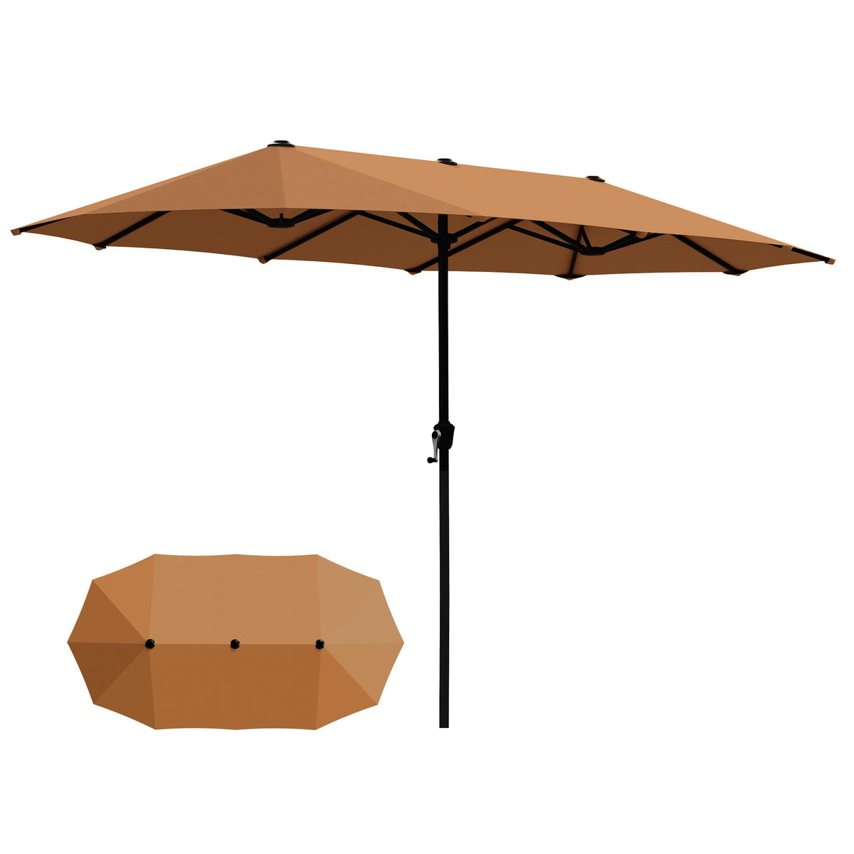 PHI VILLA 13ft Large Outdoor Patio Double-Sided Umbrella, Rectangle, Beige