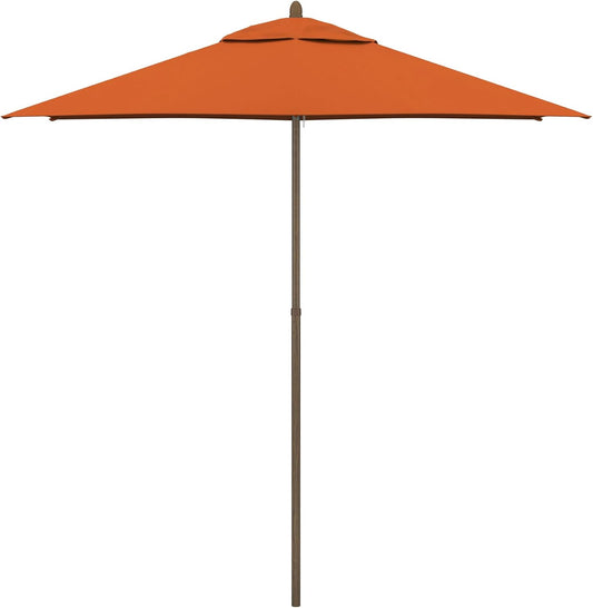 Sunline 9 ft Faux- Wood Patio Umbrella, Push Open Pin Stop Outdoor Market Umbrella with UV Protection & Wind Vent, Metal Frame for Deck, Pool & Table, Tuscan
