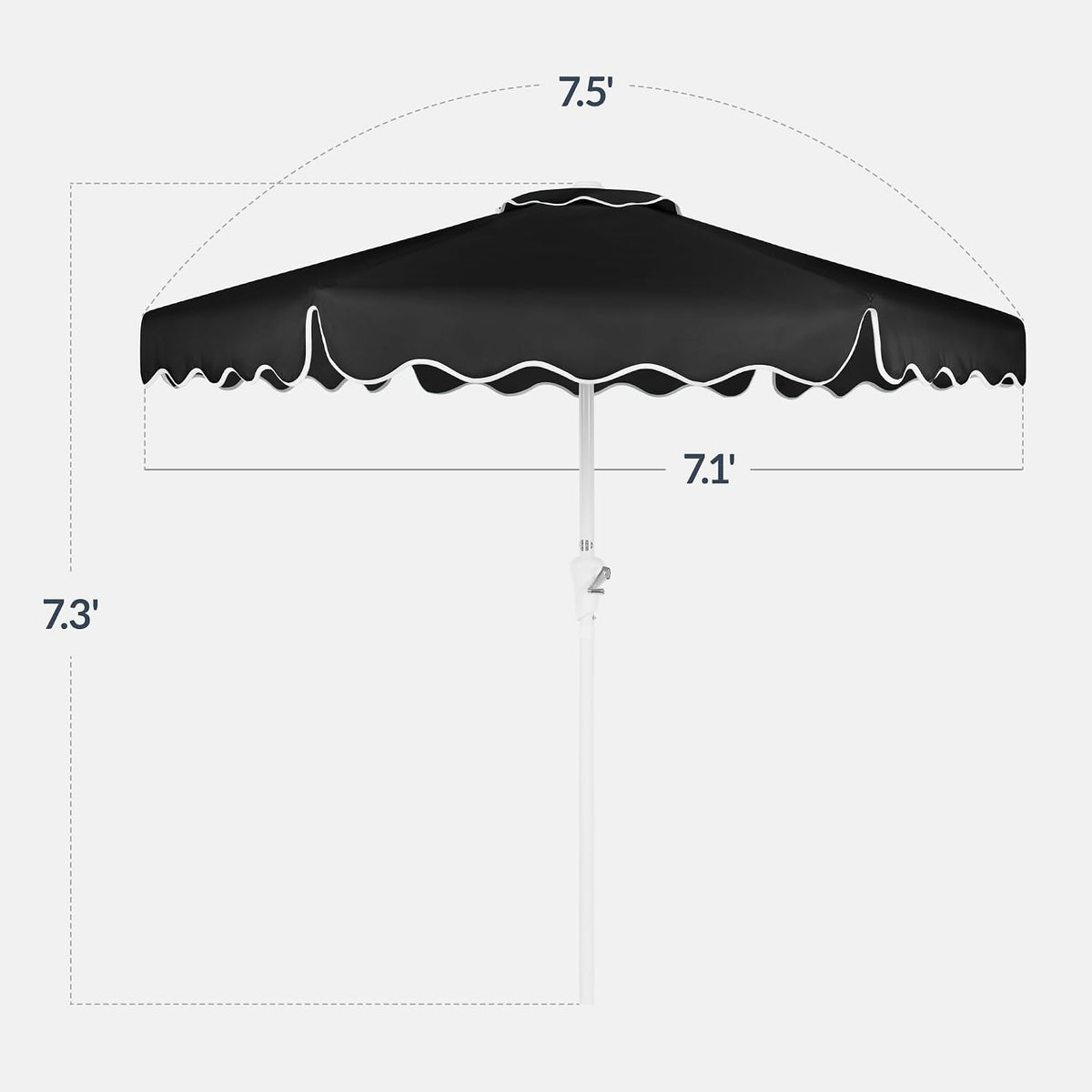 Best Choice Products 7.5ft Patio Market Umbrella with Wavy Trim, UV-Fade-Resistant 210g Canopy, Crank & Tilt, Wind Vent, Heavy-Duty Frame - Black