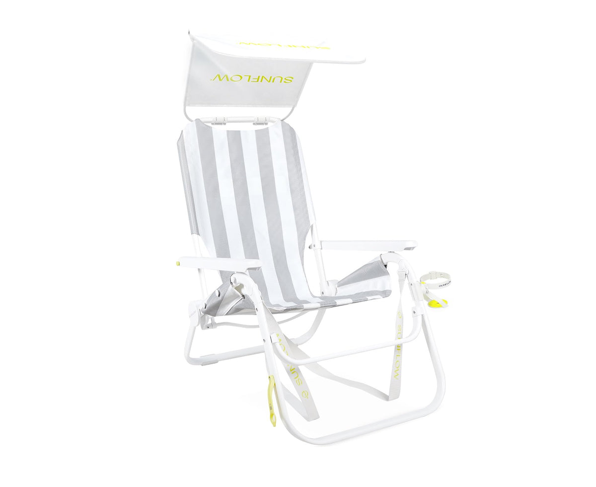SUNFLOW Shore Thing Reclining Beach Chair with Sun Shade, Deep Blue Stripe