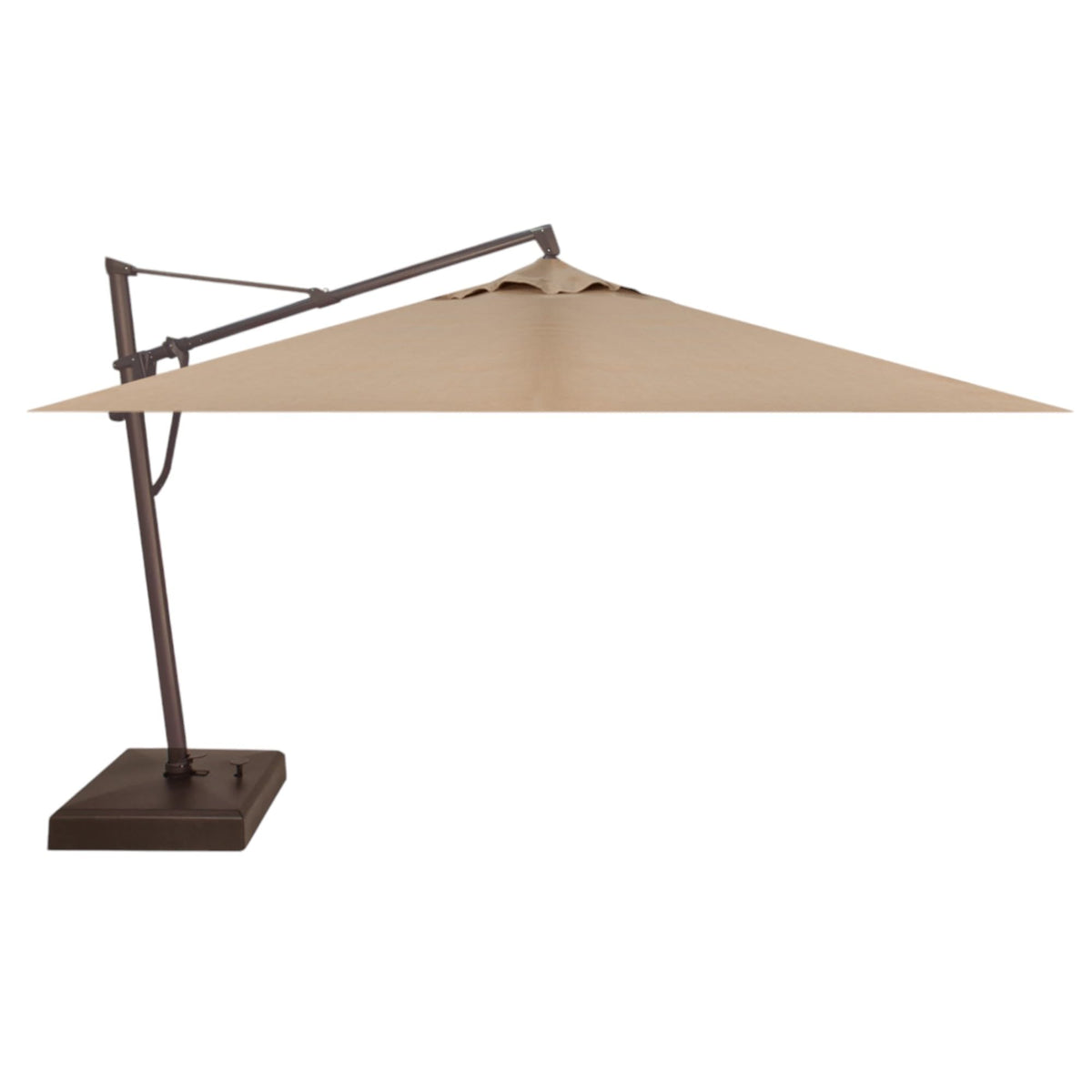 Treasure Garden AKZ PLUS Cantilever Umbrella 10'x13' Rectangular Sunbrella Natural Canopy and Black Frame with Rolling Base