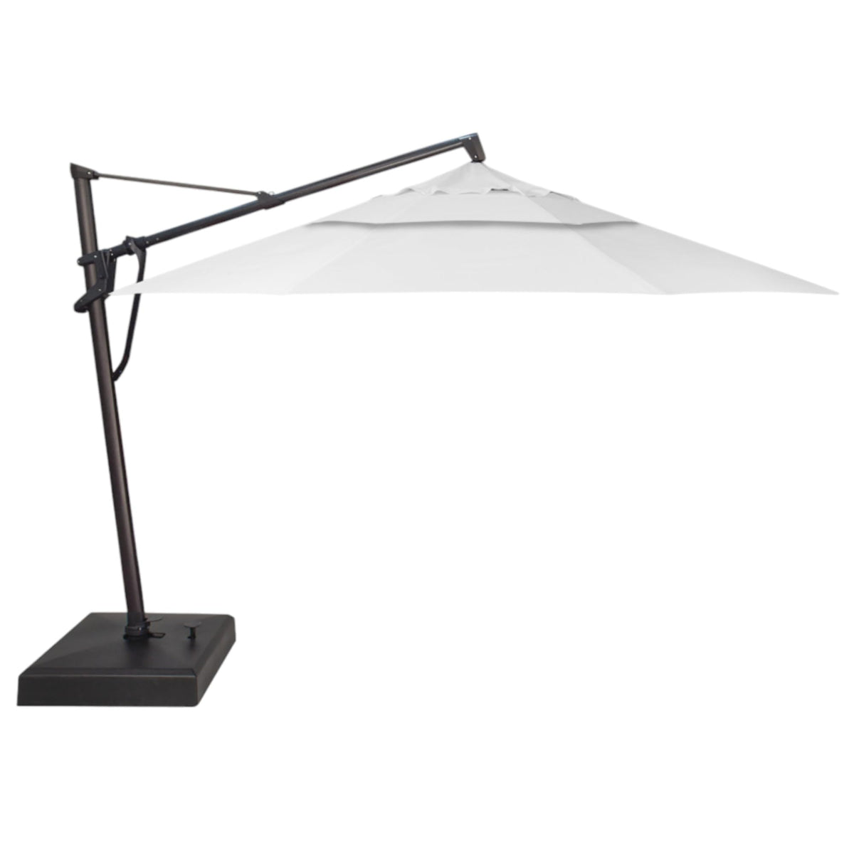 Treasure Garden AKZ PLUS Cantilever Umbrella 10'x13' Rectangular Sunbrella Natural Canopy and Black Frame with Rolling Base