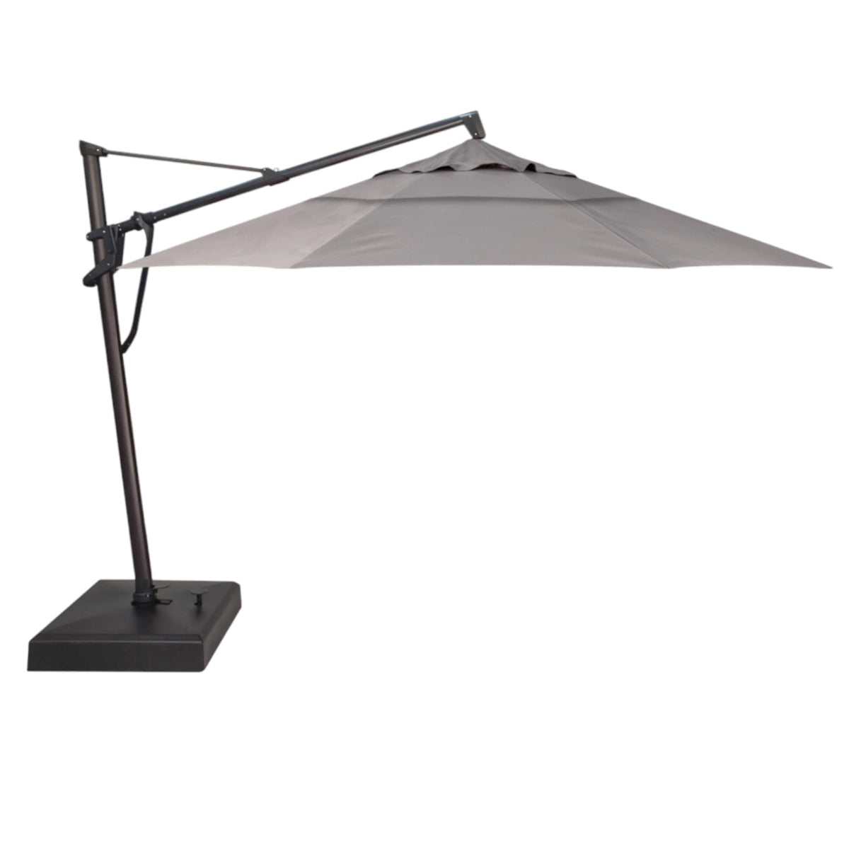 Treasure Garden AKZ PLUS Cantilever Umbrella 10'x13' Rectangular Sunbrella Natural Canopy and Black Frame with Rolling Base