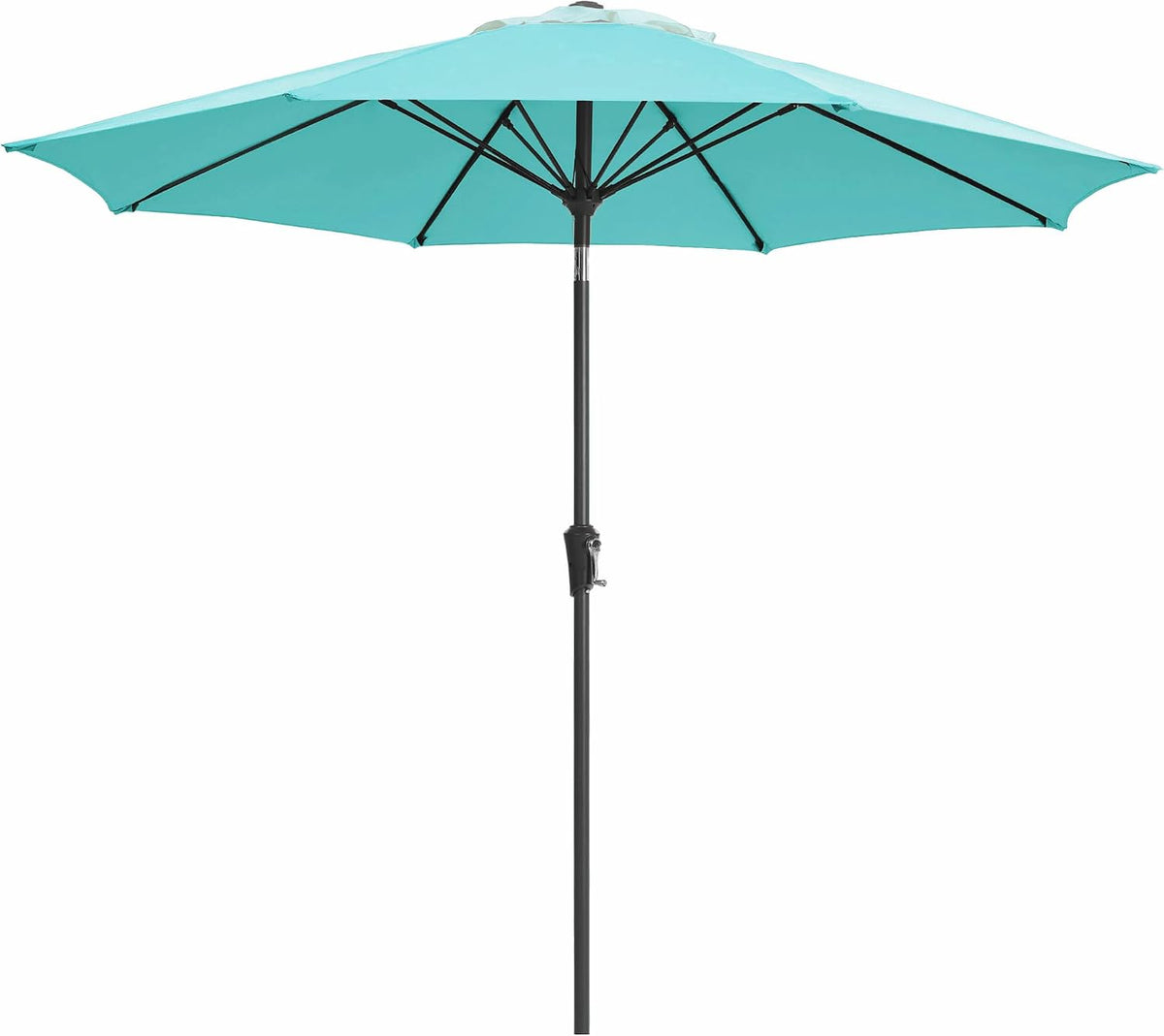 JEAREY 9FT Outdoor Patio Umbrella, Market Table Umbrella with 8 Fiberglass Ribs, Pool Umbrella with Tilt and Crank, UV Protection Lightweight & Wind-Resistant for Lawn, Garden, Deck and Backyard, Beige