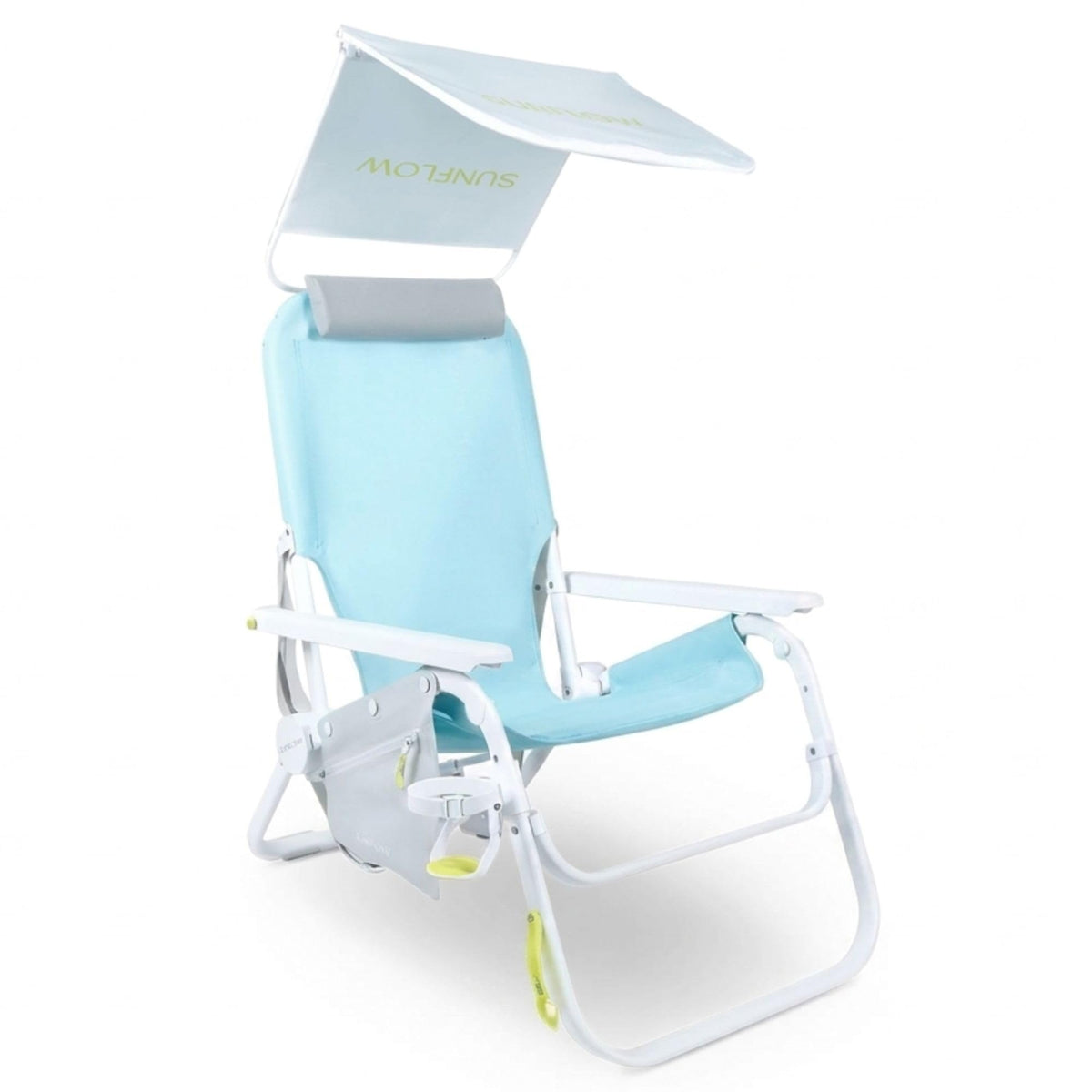 SUNFLOW Shore Thing Reclining Beach Chair with Sun Shade, Deep Blue Stripe