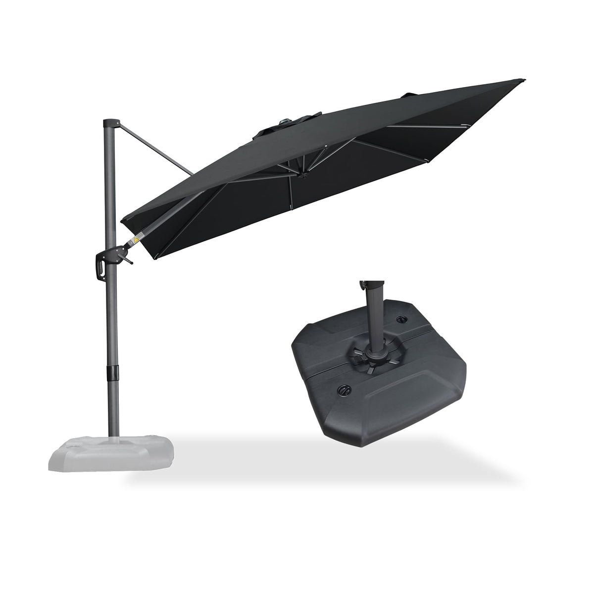 PURPLE LEAF Patio Umbrella with Base 9' x 11.5' 360° Rotation Control Beige